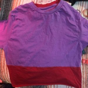 Color block crew neck crop too